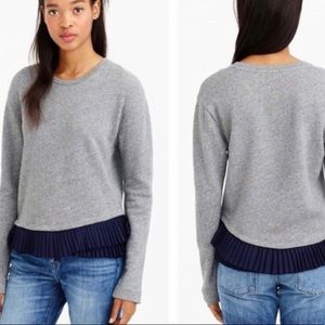 J Crew Ruffle Hem Sweatshirt Gray Navy Small